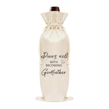 Imagem de Presente de anúncio de gravidez para homens padrinho padrinho padrinho presente de anúncio de gravidez para Deus pai Saco de presente de vinho para padrinho presente de batismo para padrinhos combina