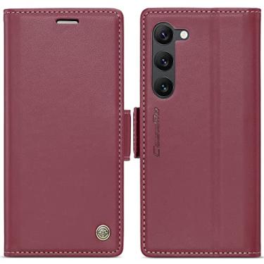 Imagem de WJXEXRS Capa carteira para Samsung Galaxy S23, capa flip estilosa com compartimento para cartão de crédito com bloqueio RFID, capa de telefone de couro PU à prova de choque para Samsung Galaxy S23 6,1