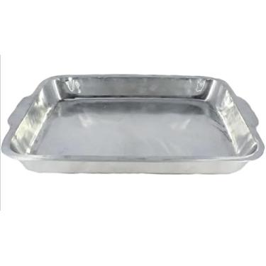 Imagem de Forma Assadeira Tabuleiro Para Frango 43 cm Alumínio Polido Com Aba