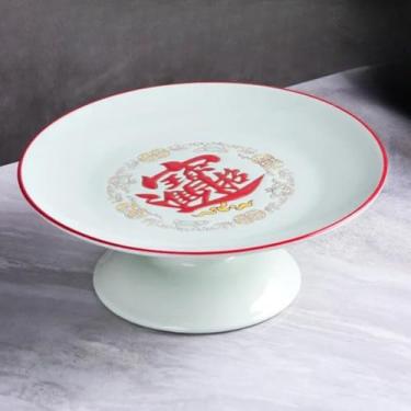 Imagem de FENNYYAR Prato de cerâmica para uso doméstico, 21 cm, prato de oferta do Deus da Riqueza da Frente Buda
