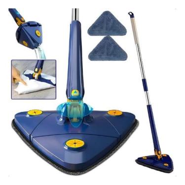 Imagem de Mop Triangular Esfregão Limpeza Giratório 2 Refis Limpa Seca - Lux Hai