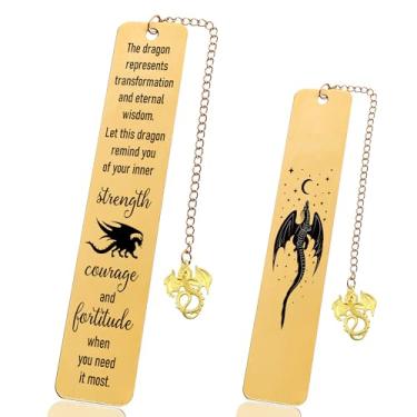 Imagem de Marcador de livro de dragão para homens e mulheres - Marcador de livro inspirador de metal com pingente de quarta asa, marcador de livro para amantes de dragões, presente para amigos, aniversário