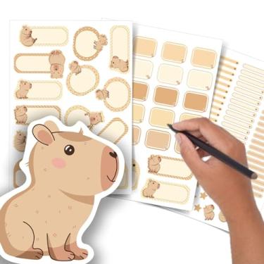 Imagem de Etiqueta Escolar Menina com TAG + Caneta (Capivara, Kit de Etiquetas)