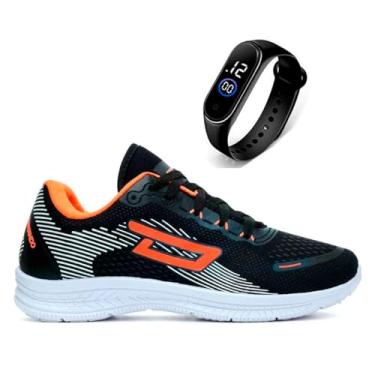 Imagem de Tenis Masculino Esportivo Corrida CrossFit Leve Confortável + Relógio Digital (PTO/VER, BR, Adulto, Numérico, 39)