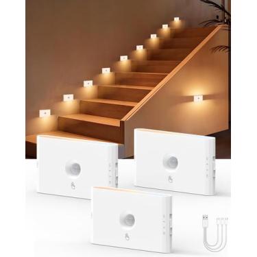 Imagem de Sensor de movimento Stair Light Yiliaw Recarregável, pacote com 3 unid