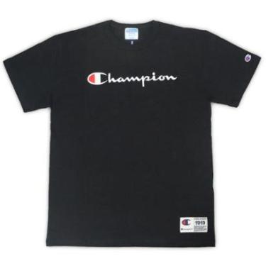 Imagem de Camiseta Champion "Life" Script Patch Logo - Preto-Masculino
