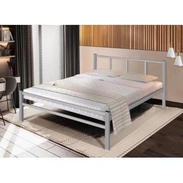 Imagem de Cama Casal 1,40 Int. De Tubolar aço - B GASPARI, Cinza