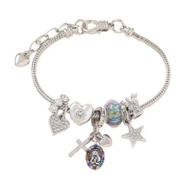 Imagem de CHUQIU Pulseira de cruz para mulheres, pulseiras de cruz de Deus/Virgem Maria para mulheres, presentes de confirmação e batismo, presentes de incentivo para irmã, filha e amiga, joias cristãs, virgin