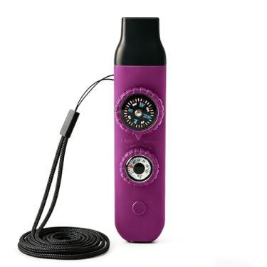 Imagem de Apito de emergência multifuncional de sobrevivência para crianças com bússola, caminhada, sobrevivência, termômetro e cordão de pescoço | Equipamento de segurança de emergência para caminhadas