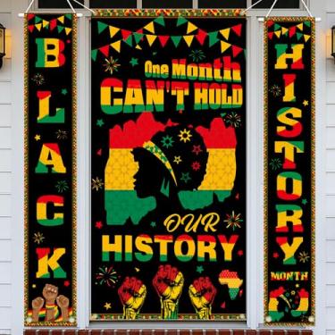 Imagem de 3 peças de decoração de porta do mês da história negra banner do mês da história negra pano de fundo capa de porta afro-americana banner de pendurar na parede para decoração de porta de sala de aula
