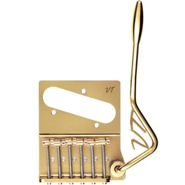 Imagem de Vega-Trem VT2ND TeleTrem Modern Gold — Tremolo sem broca para guitarras estilo Telecaster (layout moderno de 66 mm), selas de latão independentes patenteadas, ajustáveis por tensão