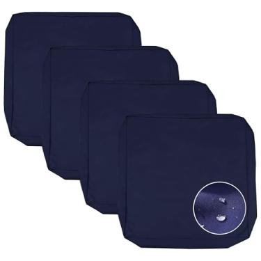 Imagem de Sqodok Capas de almofada de pátio 61 x 56 cm, à prova d'água, pacote com 4 capas de almofada para área externa, capas de assento de substituição para sofá secional, cadeira de vime, azul