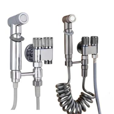 Imagem de Ducha Higiênica Para Banheiro Lavatório Registro Duplo Chumbo/Cromada Inox ABS KIT DUCHA + REGISTRO DUPLO(CHUMBO)