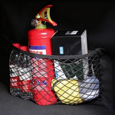 Imagem de Pacote com 1 organizador de porta-malas de carro, rede de armazenamento de malha elástica com tiras de gancho, rede de carga elástica resistente à água para SUV, caminhão, organização de armazenamento