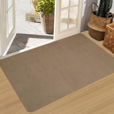 Imagem de LOOCVCUZ Capacho interno ultrafino, antiderrapante e impermeável, tapete de 0,3 cm, fácil de limpar, capacho de entrada que pode ser cortado à vontade (marrom, 51 x 81 cm)