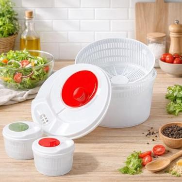 Imagem de Centrifugador Manual de Salada, Secador de Hortaliças com Escorredor, Plástico Transparente, 4 Litros, 22cm Diâmetro x 13cm Altura, 316g