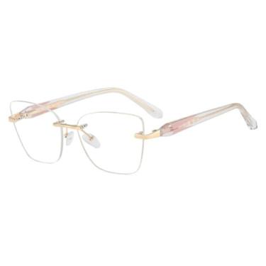 Imagem de JRLLFD Óculos de grau sem aro tipo borboleta Alloy Exquisite para mulheres (C3)