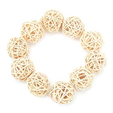 Imagem de Naroote Sepak Takraw Toy Safe Natural Rattan Chew Toy para Pássaros, Pacote de 10 para Animais de Estimação Mastigando e Brincando (Cor original de 3cm)