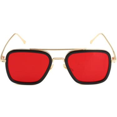 Imagem de Óculos de sol AIEYEZO Tony Stark Vintage Square Metal Frame