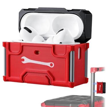 Imagem de Enhon Capa protetora compatível com Airpod Pro 1 e 2, capa protetora compatível com Airpod Pro, base magnética com design de caixa de ferramentas - anexar a bancadas de metal para escadas