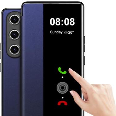 Imagem de Capa para Samsung Galaxy S24 Ultra Flip Couro Transparente S-View [Janela Sensível ao Toque] para Samsung S24 Ultra Capa de Telemóvel Janela Inteligente Capa Protetora Rígida À Prova de Choque Galaxy