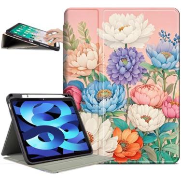 Imagem de Capa para iPad (A16) 11ª geração 2025, iPad 10ª geração com suporte para lápis para mulheres e meninas, à prova de choque, digitação em vários ângulos/visualização horizontal, suporte ajustável