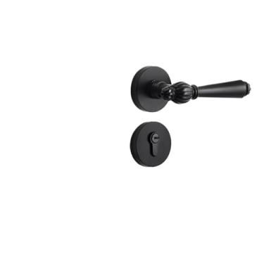 Imagem de VTGVVVTR Fechadura de porta interna para quarto, simples, magnética, silenciosa, preta, liga de zinco, maçaneta, fechadura de porta de madeira dividida (Yahei A 5845 Corpo de bloqueio)