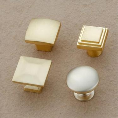 Imagem de HTNAFONI Maçaneta de porta de armário de sapatos cabeça redonda imitação de cobre gaveta porta quadrada orifício único acessórios de liga de zinco antigo 1 peça (6906-furo único)