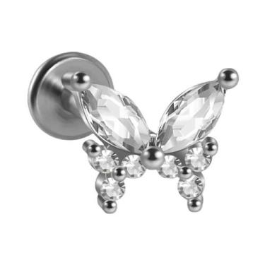 Imagem de Brinco De Piercing Labret Em Titânio Com Zircônia Em Forma De Borbolet