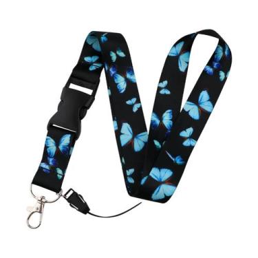 Imagem de Cordão Com Padrão De Lua Borboleta Para Chaves, Porta-Crachá, Chaveiro