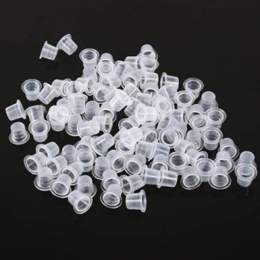 Imagem de Copos de tinta de tatuagem 500 peças 13 x 11 mm tampas de pigmento de tatuagem descartáveis médias com base de plástico para suprimentos de tatuagem Kits de tatuagem