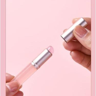 Imagem de Conjunto de pincéis labiais de silicone, mini aplicador labial com capa, pincel reutilizável de brilho labial para lama, batom, corretivo, protetor labial e borrões, 2 peças - rosa e preto