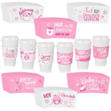 Imagem de Remerry 48 peças de Natal quente cacau bar café mangas inverno bebê está frio fora suporte de café barra de chocolate quente mangas descartáveis copo preparado para suprimentos de festa de aniversário
