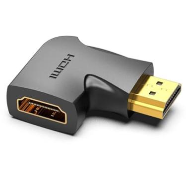 Imagem de Adaptador HDMI 90 Graus Macho Fêmea Curva L para TV 4K, Branco, 2 Portas