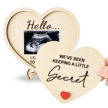 Imagem de CJiangpo Grandparent Reveal Keepsake – Anúncio de gravidez para avós, placa de anúncio de bebê, porta-retrato de coração de madeira ultrassom, avós, avós, avós, vovô, presentes pela primeira vez