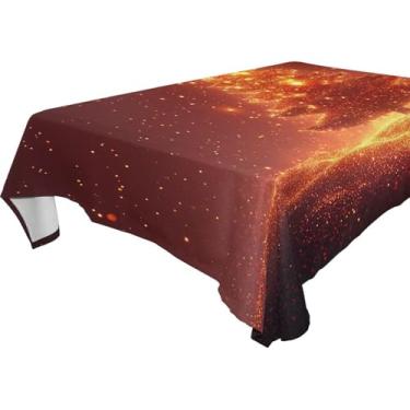 Imagem de Blueangle Glowing Stars Toalha de mesa para árvore de Natal – Toalha de mesa retangular de poliéster impermeável e resistente a manchas para ambientes internos e externos, 137 x 182 cm (451)
