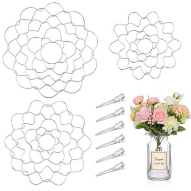 Imagem de Conjunto de suporte de arranjo de flores, sapos de flores de aço inoxidável para arranjos, vaso, grade floral, reutilizável, suprimentos para floristas, organizador fácil para buquês de vasos, fixação
