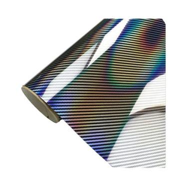 Imagem de Adesivos De Fibra De Carbono Arco-Íris Filme Vinílico Brilhante Envolt