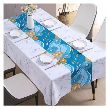 Imagem de Toalha de mesa retangular branca lavável tecido poliéster festa de casamento banquete acampamento tapete de mesa (2.120 x 120 cm)