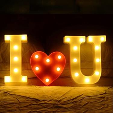 Imagem de GPUSFAK Letras iluminadas I Love U - Letras de LED com número de letra para decoração de mesa de aniversário em casa branca