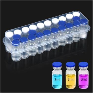 Imagem de Leng Ke Estojo de peptídeo com 24 compartimentos para geladeira, estojo de armazenamento de frasco de 3 ml para geladeira, caixa transparente para frascos de vidro de 1-3 ml, suporte seguro de frasco