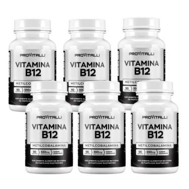 Imagem de Kit 6 unidades Vitamina B12 Metilcobalamina 90 Comprimidos Mastigáveis