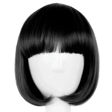 Imagem de Peruca Sintética Curta Cosplay Para Festa Fantasia Carnaval - Preto - 