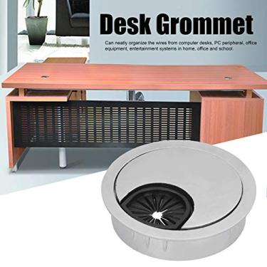 Imagem de 4 Conjunto de Passagem Cabo Mesa Organizadores Cabos Computador PC Ligação Zinco com Revestimento Escovado Slot para Cartão Escritórios Residências Es