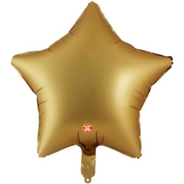 Imagem de Balão Metalizado, São Roque, Estrela Dourada, Fosco, 45 cm