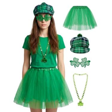 Imagem de Sexybeauty.u Conjunto de acessórios de fantasia de Dia de São Patrício, kit de roupa de festa irlandesa verde com chapéu, saia tutu, roupa de desfile festivo, Terno - 2, Tamanho Único