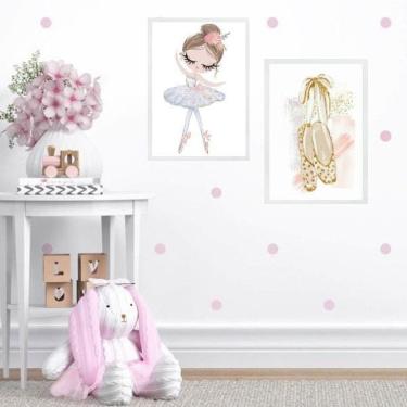 Imagem de Kit 2 Quadros Quarto De Menina Tema Balé 45X34Cm - Com Vidro