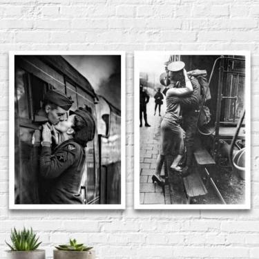 Imagem de Kit 2 Quadros Amor Em Tempos De Guerra 45X34Cm - Com Vidro