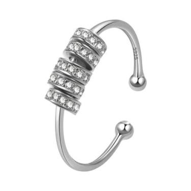 Imagem de Anel Giratório De Cobre Com Cristais Em Formato De Flor, Estrela E Lua