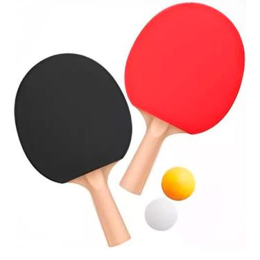 Imagem de Kit tênis de mesa ping pong 2 raquetes 3 bolinhas Wellmix